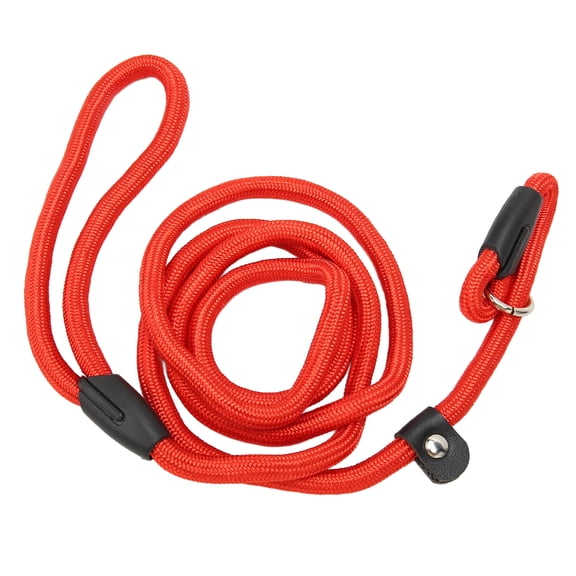 Xirurus Dog Loop Leash Super Soft Braided Nylon Heavy Duty Training Rope for Dogs and Puppies Outdoor Walking Accessories, Adjustable Metal Ring and ABS Components, 0.2 x 51.2 Inches, Red