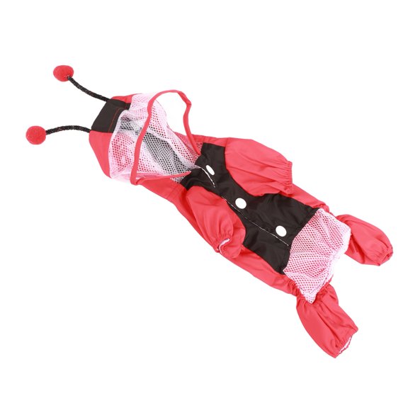 Xirurus Dog Raincoat Double Layer Breathable Lightweight Waterproof Reflective Pet Rain Jacket for Daily Walking, Red Ladybug Pattern, M (10.6 inches / 26.9 cm)