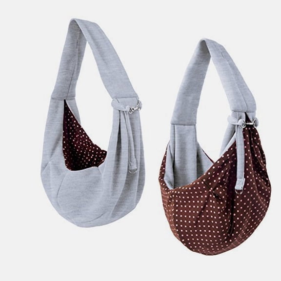 Xirurus Dog Sling Carrier Reversible, Dual Safety Adjustable Cat Sling for Small Pets, Breathable Nylon Crossbody Travel Comfort