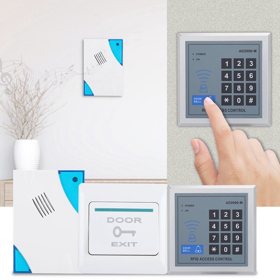 Xirurus Door Access Control System Kit with Electric Strike NO Lock Waterproof Home Security Keypad RFID Keyfobs Power Supply and Exit Button Remote Control System Kit (11.8 x 11.8 In / 30 x 30 cm)