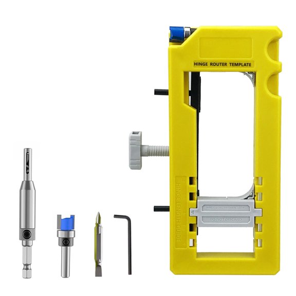Xirurus Door Hinge Router Template Adjustable 35in Hinge Jig with Depth Gauge, 1/45/8in Radius, Easy Clamp, MultiUse Woodworking Tool