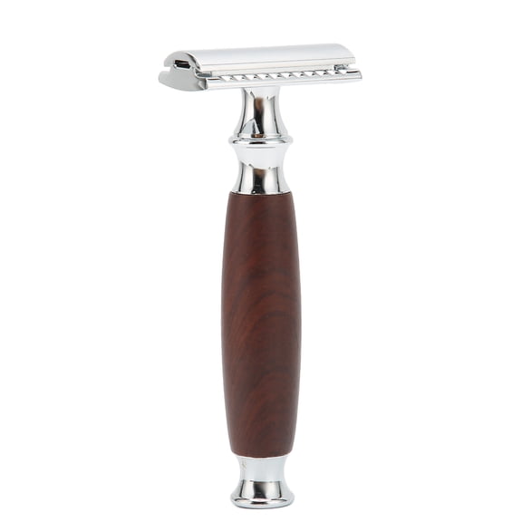 Xirurus Double Edge Safety Razor Shaving Kit Wooden Handle Manual Shaver for Men Home Salon Portable Zinc Alloy Razor Handle (12x4x4 inches / 30.5x10.2x10.2 cm)