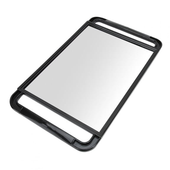 Xirurus Double Handle Large Rectangle Barber Handheld Back Mirror Black, 15.9 inches / 40.5 cm
