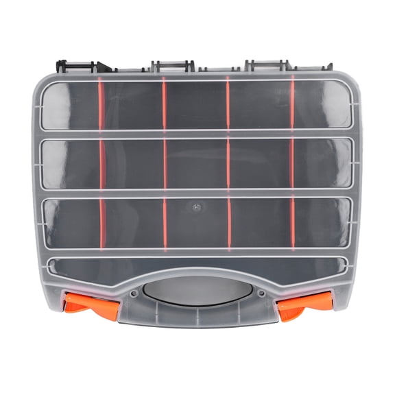 Xirurus Double Side Parts Organizer with Removable Dividers, PVC Plastic Compartment Storage Box for Electronic Components and Screws, Portable Tool Box, 12.6 inches / 32 cm Length