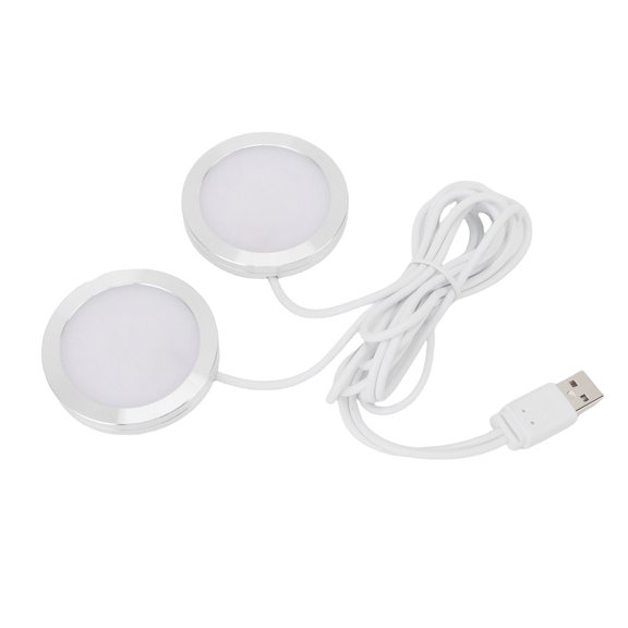 Xirurus Dual Heads Round LED Spotlight Indoor Mini Ultra Slim 5V USB Under Counter Light Jewelry Display Lighting Model Display Lamp 3.54 inches / 9 cm