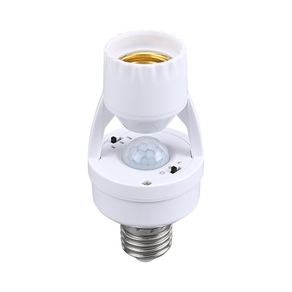 Xirurus E27 Motion Sensor Lamp Holder LED Light Bulb Socket Adapter PIR Sensor Base for Stair Garage Hallway Balcony, White (2.2 in / 5.6 cm)