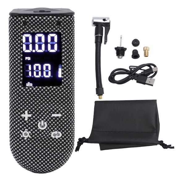 Xirurus Electric Cycle Tire Inflator 4 PSI/BAR/KPA/kgcm Modes, AutoStop, Large Display, Schrader Compatible, 2630mAh Battery, LowNoise Portable Pump