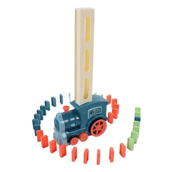 Xirurus Electric Domino Train Blocks Toy Set, Automatic Building Educational Game with 60 Pieces, Blue (10.6 inches / 27 cm)