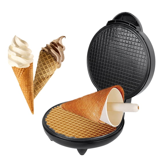 Xirurus Electric Egg Roll Maker, 1200W Nonstick Waffle Baking Pan, Ice Cream Cone Machine for Home Kitchen Breakfast Preparation, 9.8 inches / 25 cm, Black