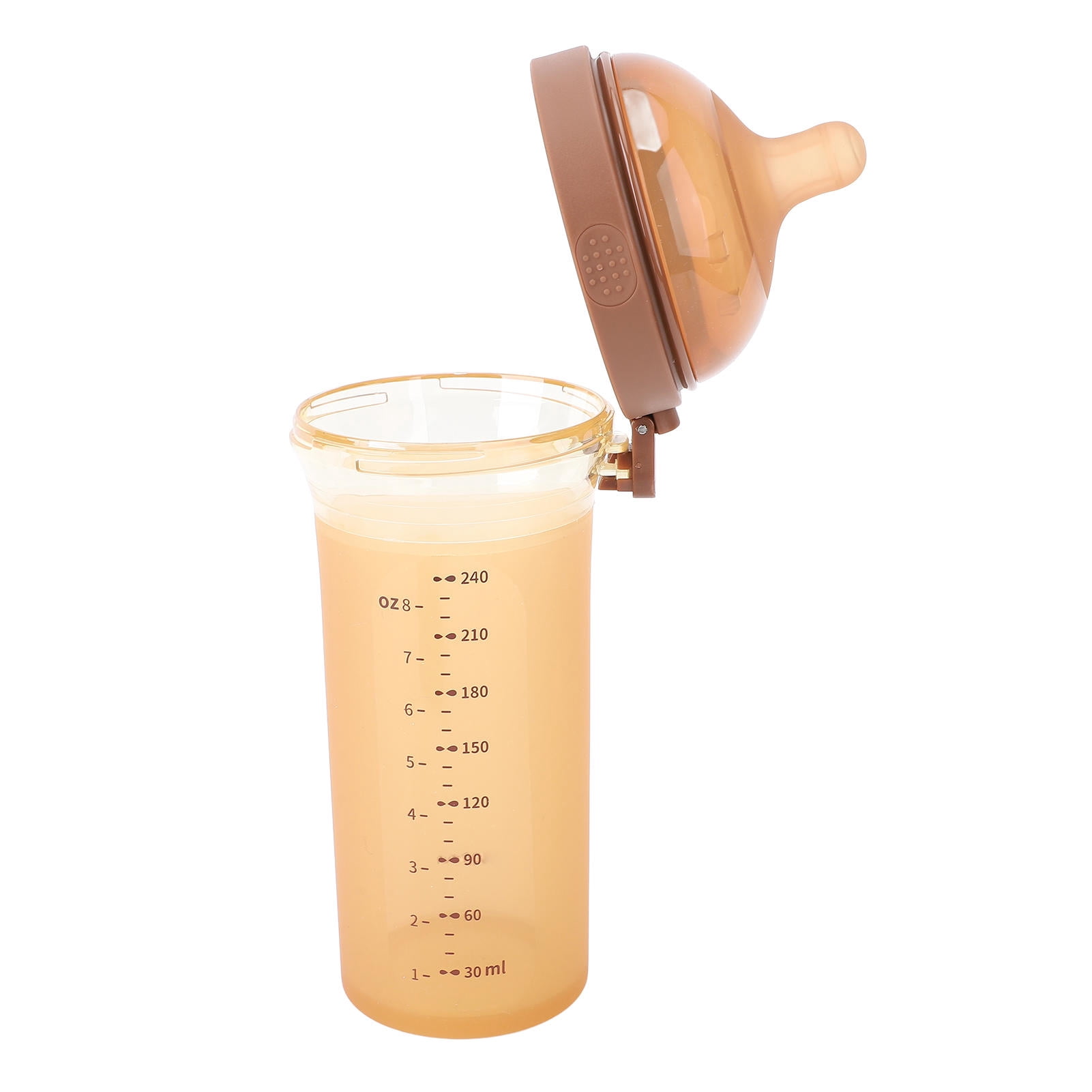 Xirurus Flip Top Silicone Baby Bottle, Wide Mouth PPSU Anti-Colic Infant Feeding Bottle, Shatterproof Vented Nursing Dispenser, 8 oz / 240ml, Clear, For Newborns 0-3 Months