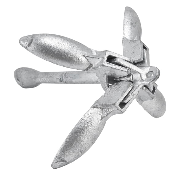 Xirurus Foldable Grapnel Boat Anchor 4 Flukes 3.31 lb 1.5kg Galvanized Carbon Steel Docking Accessory For Kayak Canoe Inflatable Boat Jet Ski Silver