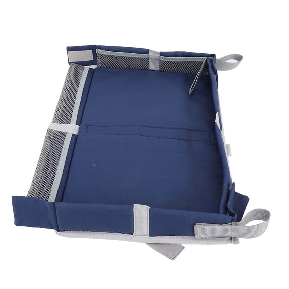 Xirurus Foldable Travel Tray Cover for Kids & Adults - Navy Blue, Waterproof Airplane & Train Table Organizer, Portable Lap Desk Activity Board for Toddlers, 10.63 inches / 27 cm