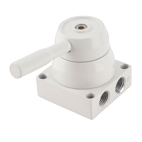 Xirurus G1/4 Inch (6.35 mm) Thread 3 Position 4 Way Aluminium Alloy Pneumatic Hand Lever Valve, Durable Air Control Rotary Valve for Packaging and Textile Machinery, Silver