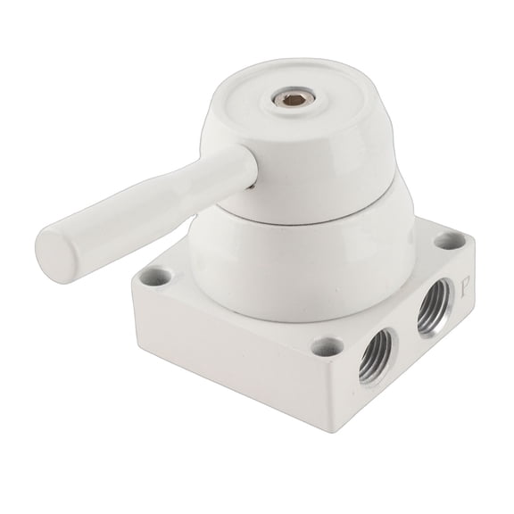 Xirurus G1/4 Inch (6.35 mm) Thread 3 Position 4 Way Aluminium Alloy Pneumatic Hand Lever Valve, Durable Air Control Rotary Valve for Packaging and Textile Machinery, Silver