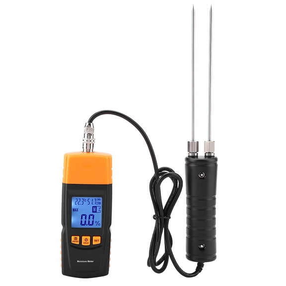 Xirurus GM620 LCD Display Digital Adjustable Wood Moisture Meter with Split-Style Test Probe, Handheld Lumber Dampness Detector for Bamboo Cotton Tobacco Paper, Temperature Range -10-60C / 14-140F