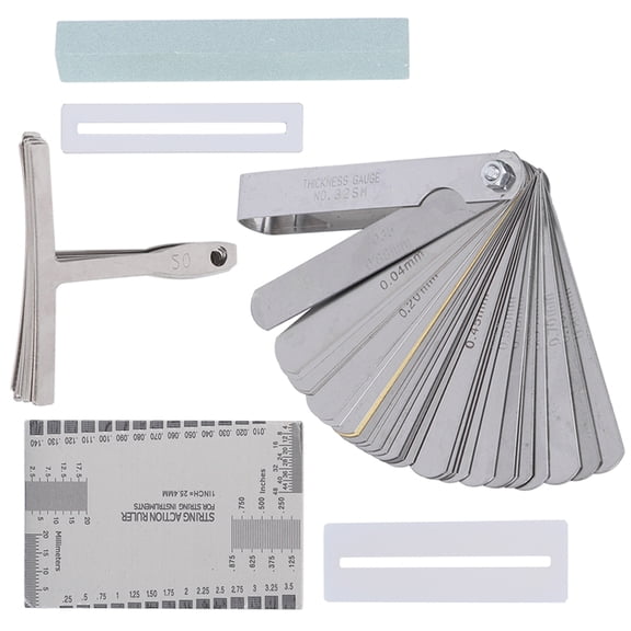 Xirurus Guitar Tool Set Including Sander, Radius Gauge, String Action Ruler, and Fingerboard Guards, 15 Pieces Professional Maintenance Kit for Luthier, 5.91 inches / 15 cm Length