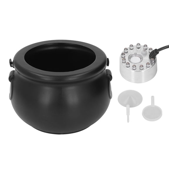 Xirurus Halloween Cauldron Mist Maker with 12 LEDs, Silver Witch Cauldron Fog Machine for Party Decorations, UK Plug (7.87 inches / 20 cm)