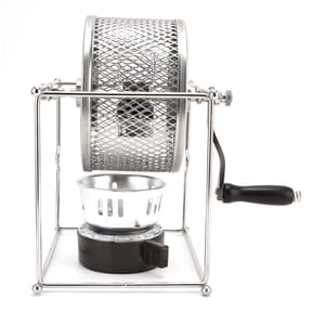 Xirurus Hand-Cranked Coffee Bean Roasting Machine, Small Household Stainless Steel Temperature-Controllable Roller Coffee Roaster with Wooden Handle for Home Brewing (8.27 inches / 21 cm)