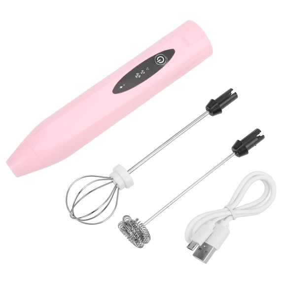Xirurus Handheld Electric Epoxy Resin Mixer Tool Kit Pink, Battery Powered Cordless Blender Mixer with 2 Stainless Steel Stirring Heads for Ceramics Pottery Crafting, 6.8 inches / 17.3 cm Host Size