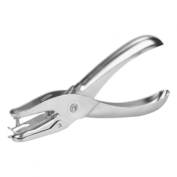 Xirurus Handheld Hole Punching Machine Single Hole Paper Puncher Portable Round Puncher with Scrap Collection Lever Design Chrome Plating 5.3 inches / 13.4 cm Silver Office Tool