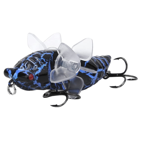Xirurus Hard Fish Lure Bionic Cicada Shape Topwater Fishing Bait with Rotating Spins Propeller Treble Hook 3 Inches 1.16 oz Artificial Swimbaits for Bass Trout Fishing Enthusiasts Model Y238-9