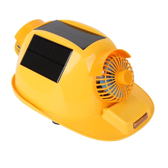 Xirurus Hard Hat Double Fan Helmet with Light Solar Powered Safety Helmet for Construction Home Improvement Jobsite Protection Cooling Vents Unisex Yellow 1 Count