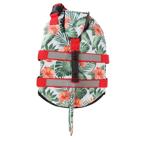 Xirurus Hawaiian‑Style Dog Life Jacket with Reflective Stripe, Adjustable Hook‑Loop, Rescue Handles & Superior Buoyancy