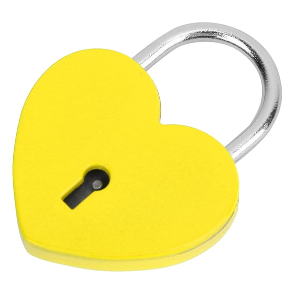 Xirurus Heart Lock Metal Exquisite Padlock with Key for Diary Luggage Valentine's Day 1.8in Yellow