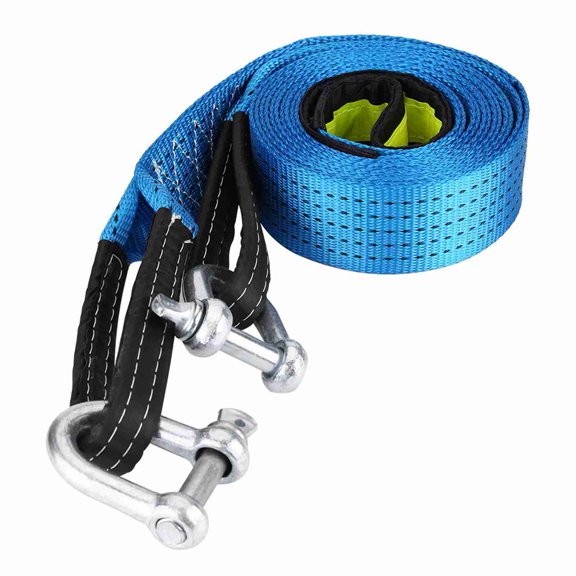 Xirurus Heavy Duty Car Tow Strap Road Recovery Towing Cable with Fluorescent Reflective Strip and U-Shape Carbon Steel Hooks, 8 Tons Breaking Strength, 16.4 Feet / 5 Meters Universal Fit Towing Rope