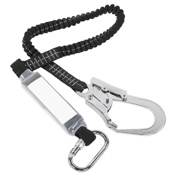 Xirurus High Altitude Protective Safety Elastic Buffer Sling Belt with Large Steel Hook Anti-Fall Strap for Climbing Roofing Construction 5.1ft Length 1 Pack