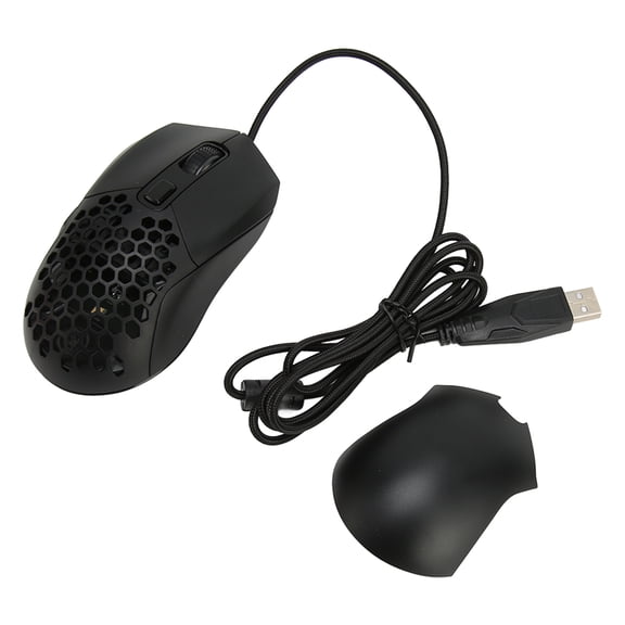 Xirurus Honeycomb Wired Gaming Mouse, 7200 DPI, 6 Programmable Buttons, 12 RGB Backlight Modes, Lightweight Ergonomic Optical Mouse for PC Mac, Black (6.3 inches / 16 cm)