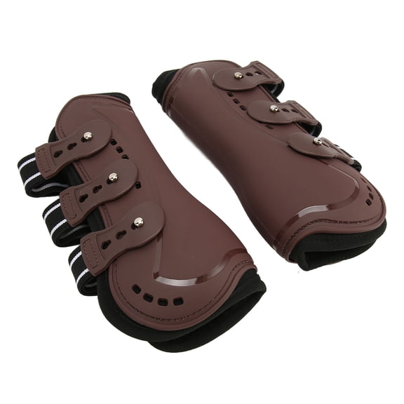 Xirurus Horse Front Leg Boots Breathable Impact Resistant Prevent Slip Guard Equestrian Equipment for Training Jumping Riding Brown L Size (9.84 inches / 25.00 cm) [cite: 7]