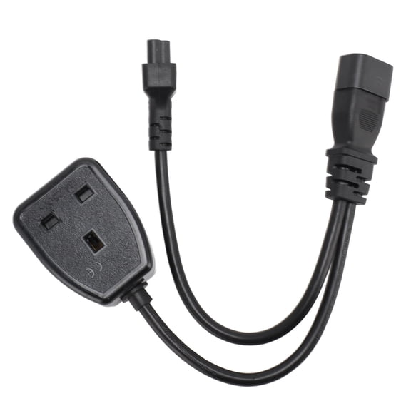 Xirurus IEC320 C14 Male to C5 and UK Female Power Cord Y Splitter Adapter Cable 12.6 inches / 32 cm[cite: 1]