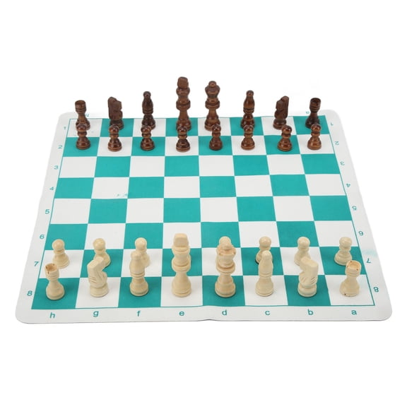 Xirurus Imitation Wood Chess Set with PU Board  Glossy, Lightweight Pieces, Felt Bottom, Ideal for Beginners & Pros