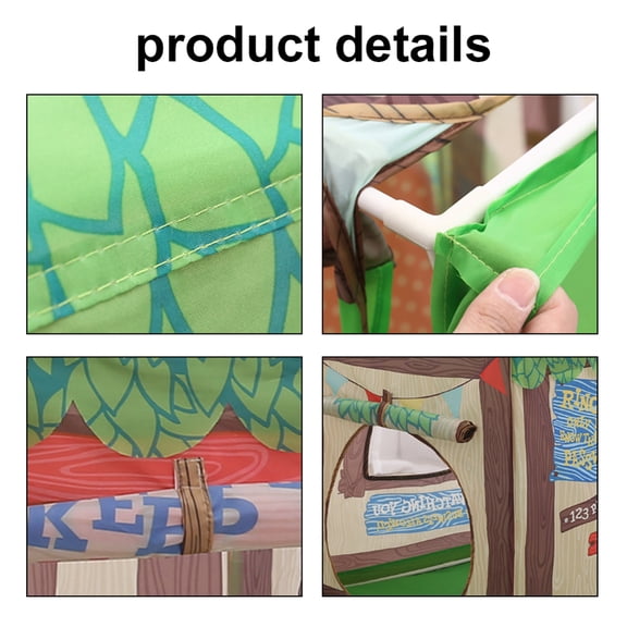 Xirurus Indoor Kids Small-House Tent, Green Treehouse Home GameRoom Play Tent with Roll-up Door and Window for Toddlers and Children (17.72 in / 45 cm)
