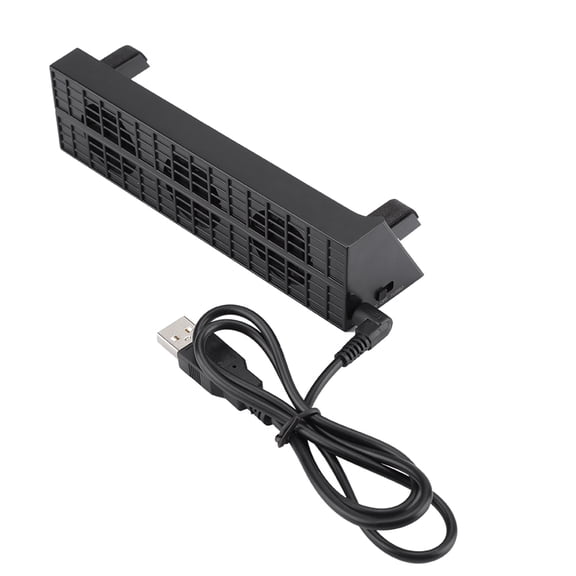 Xirurus Intelligent 3-Fan Cooling System for PS4 Slim Gaming Console, DC 5V Portable Whisper-Quiet External Heat Exhaust Fan with Power Cable, Sleek Black Ergonomic Design, Enhance Console Lifespan