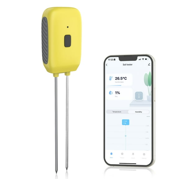 Xirurus Intelligent Soil Tester Electric Temperature Humidity Meter with Mobile App Control for Potted Plants and Gardens 10.24 inches / 26 cm Compact Plant Monitor Device