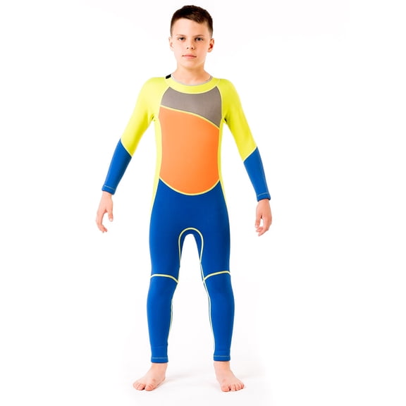 Xirurus Kid Boy One Piece Neoprene Wetsuit Long Sleeve Diving Suit 0.1 inches / 2.5 mm for Surfing Snorkeling Size 6