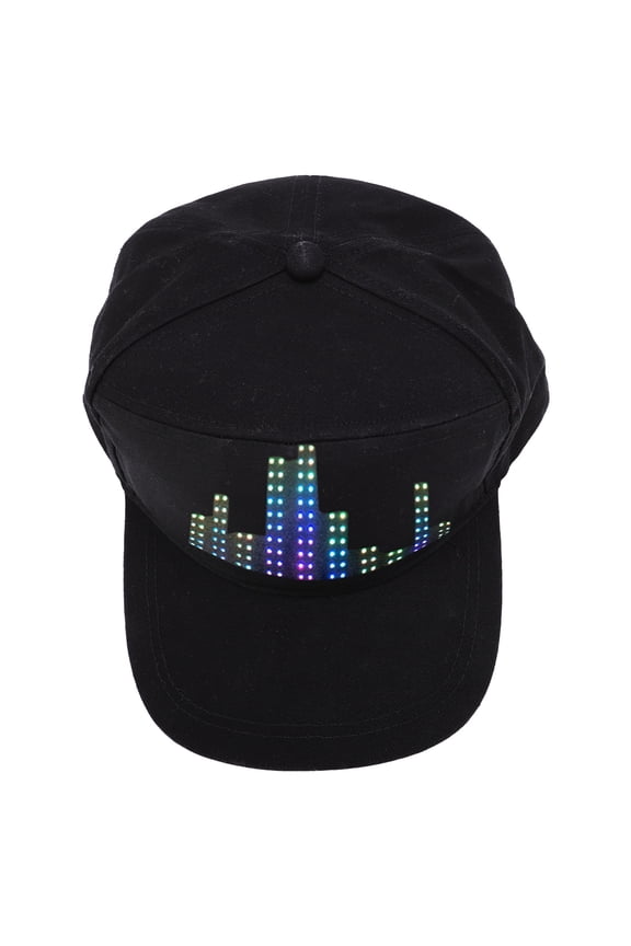 LED Display Baseball Cap APP Programmable Adjustable Cotton Detachable 12x32 Pixels Screen Light Up Party Hat for Men Women (10.63 inches / 27 cm)