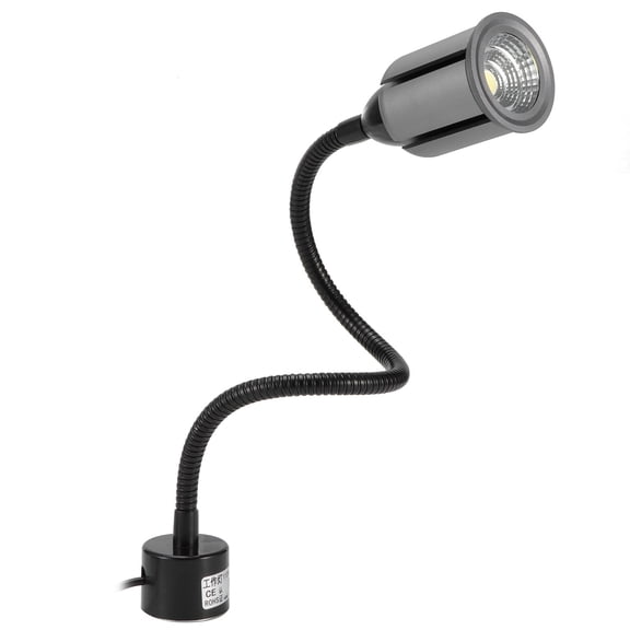 Xirurus LED Work Lamp with Magnetic Base, Adjustable Gooseneck CNC Machine Lathe Light, 12W 110-240V Corded Electric Sewing Light, IP44 Water Resistant, Gray and Black (13.8 inches / 35 cm Hose)