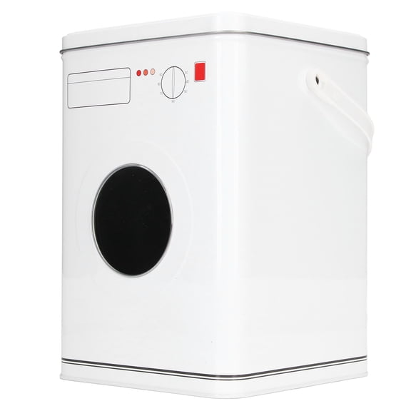 Xirurus Laundry Powder Container Tinplate Large Capacity Laundry Bead Storage Box with Handle, White, 8.8 in / 22.3 cm