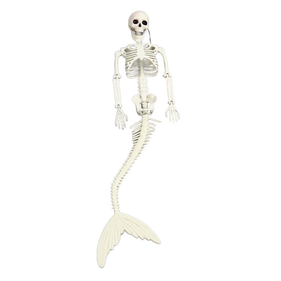 Xirurus LifeSize Mermaid Skeleton Halloween Decor 80cm Realistic Posable Skeleton Fish & Mermaid Props for Outdoor Party Entrance