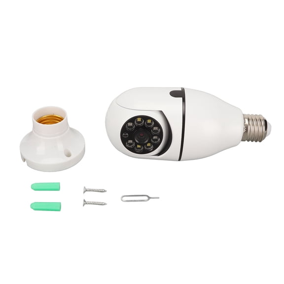 Xirurus Light Socket Security Camera, 1080P Wireless 2.4GHz WiFi Smart Home Surveillance Dome Cam, 360 Degree Motion Detection Alarm, Night Vision, 110-240V Two-Way Audio Monitor for Indoor Outdoor