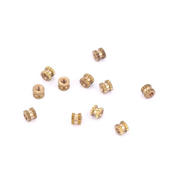 Xirurus M2x4x3.5mm Brass Cylinder Knurled Round Molded in Insert Embedded Nuts for 3D Printing and Injection Molding Projects, 100 Pieces, Superior Heat Resistance and Durability, Gold