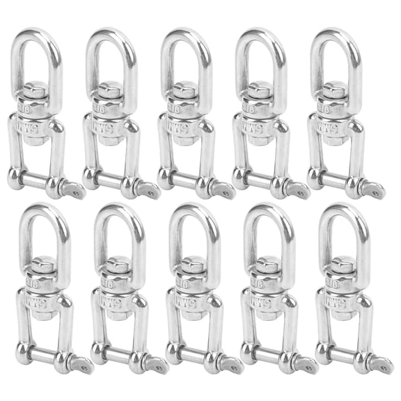 Xirurus M5 Stainless Steel Double Ended Swivel Hook Shackle, Heavy Duty 304 Rotating Snap Ring Connector Rigging Accessories for Steel Wire Ropes and Chains (2.3 inches / 59.3 mm, 10 Pack)