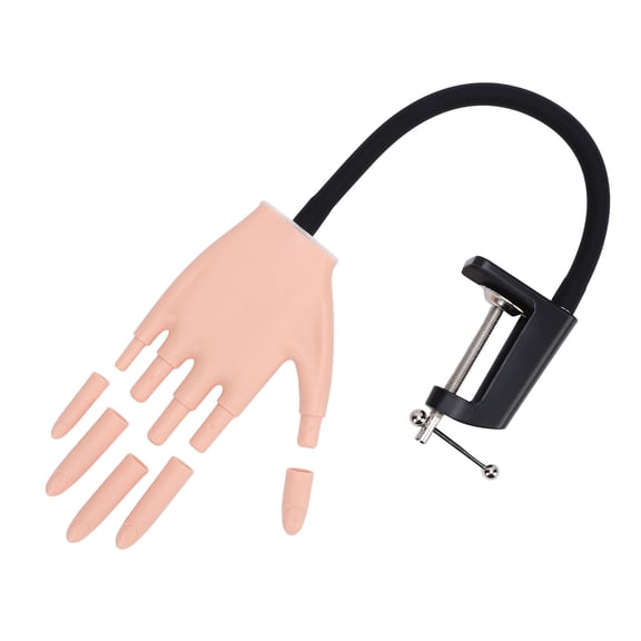 Xirurus Manicure Practice Hand Model Artificial Hand with Removable Fingers & Table Bracket for Beginner Nail Art Training (12.99 inches / 33 cm)