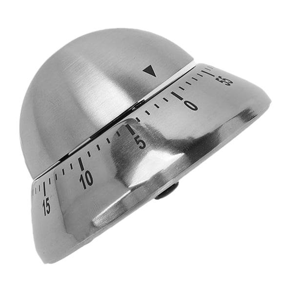 Xirurus Mechanical Kitchen Timer, Round Stainless Steel Visual Countdown Clock with Anti-Slip Base, Clear Number Scale for Cooking Baking Massage Sauna Fitness Home Gym Use (3.54 inches / 9 cm)
