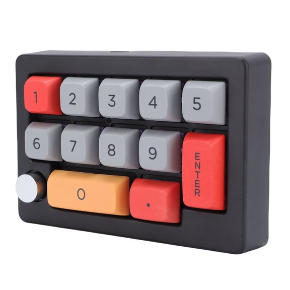 Xirurus Mechanical Numpad RGB Backlit USB Wired Knob Control 12 Key Programmable Macro Keypad Numeric Keyboard for Work Gaming Office Desktop Laptop Black