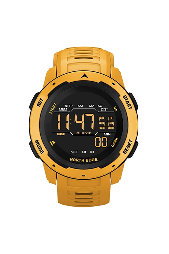 Men’s Dual‑Time Digital Sports Watch – Pedometer, Calorie Counter, Alarm, 50M Waterproof, Shock‑Proof, Long‑Lasting Battery