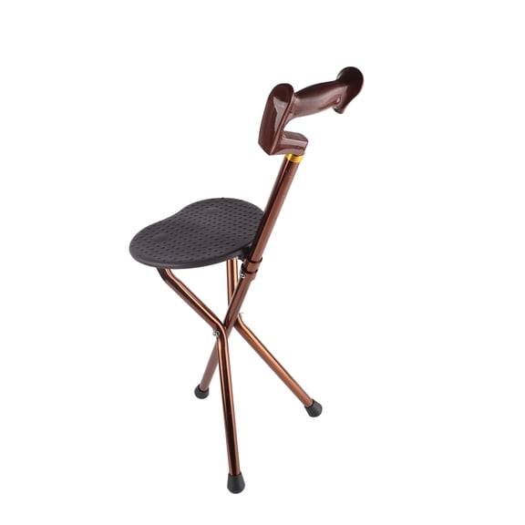 Xirurus Metal Portable Folding Walking Stick Chair Seat Stool Travel Cane Chair for Seniors, Lightweight Aluminum Alloy Construction, Built-in Comfortable Rest Seat, Ergonomic Non-Slip Grip, Black